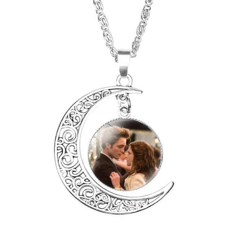 Twilight Gemstone Crescent Moon Necklace