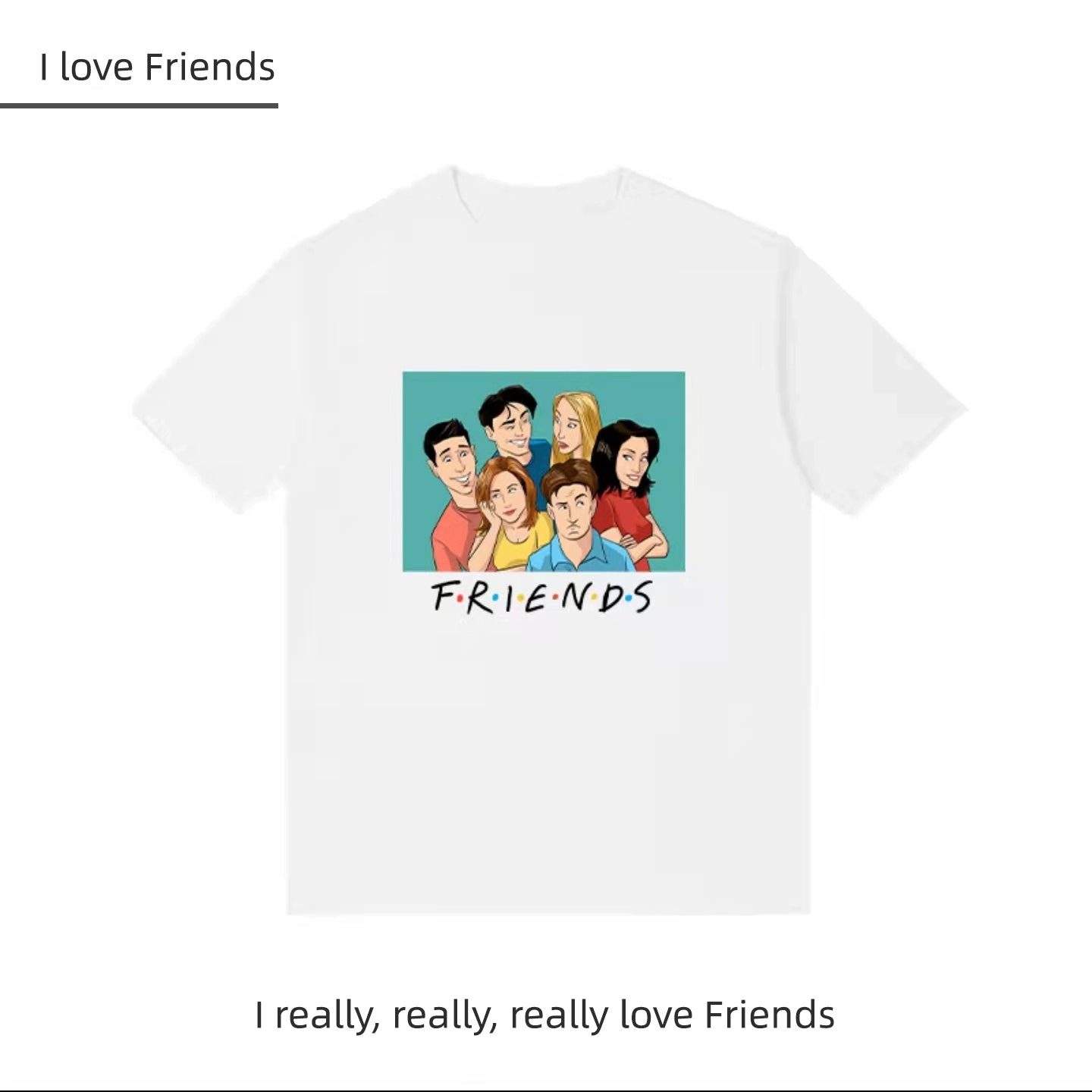 Unisex Casual Friends Letter Loose T-shirt