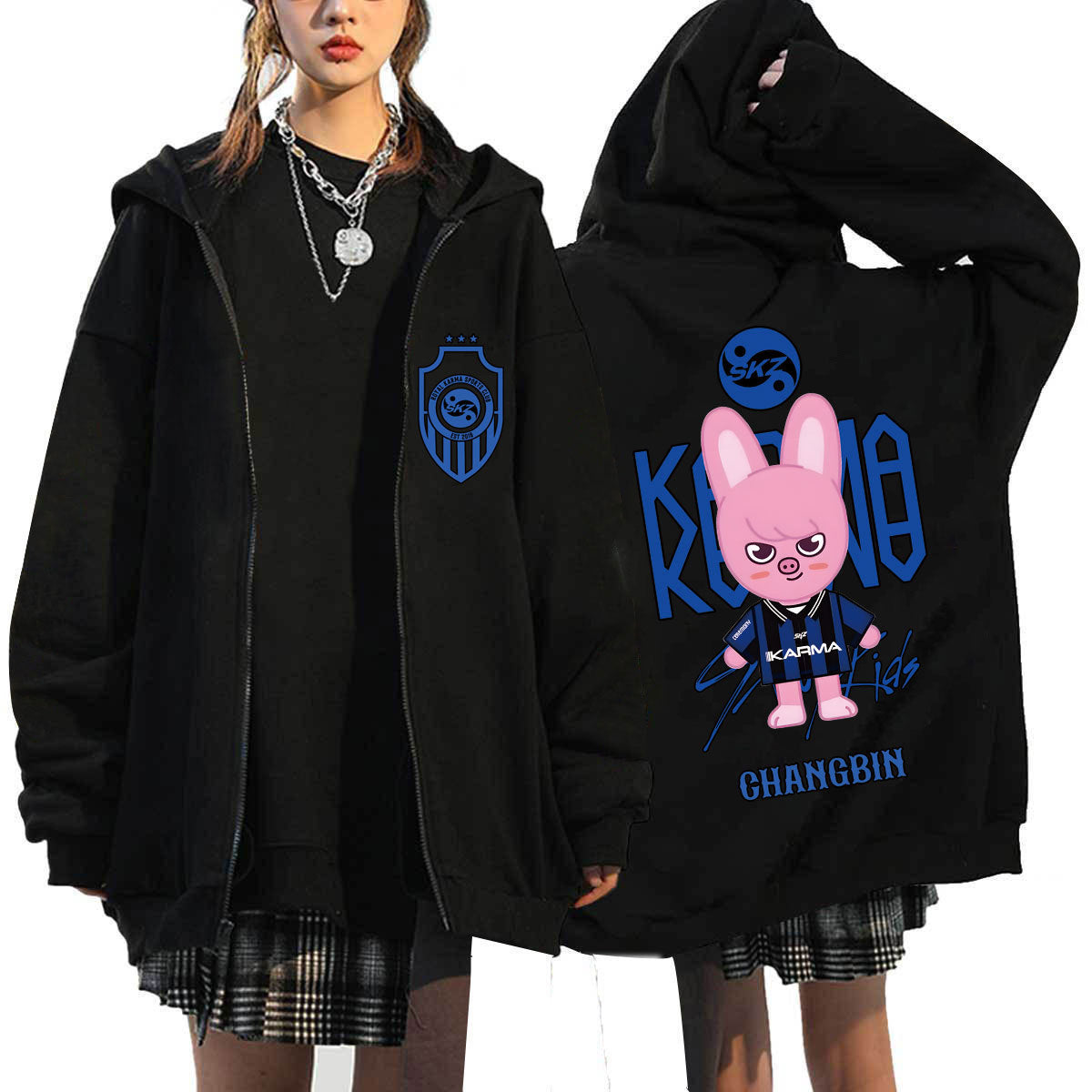 KPOP KARMA 2025 Printed Zip Up Hoodie