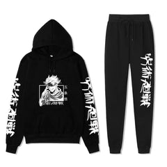 Unisex Anime Print Hoodie Sports Pants Set