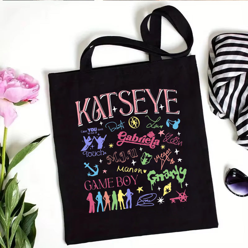 Katseye Printed Canvas Tote Bag