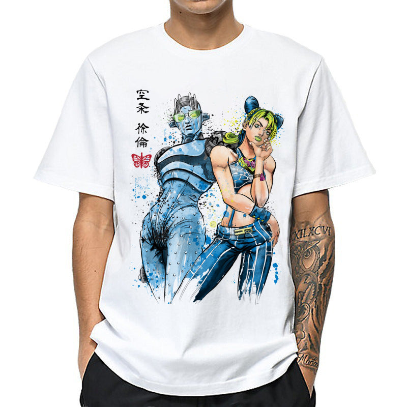 Casual Men's Anime Jojo Print Short Sleeve T-Shirt