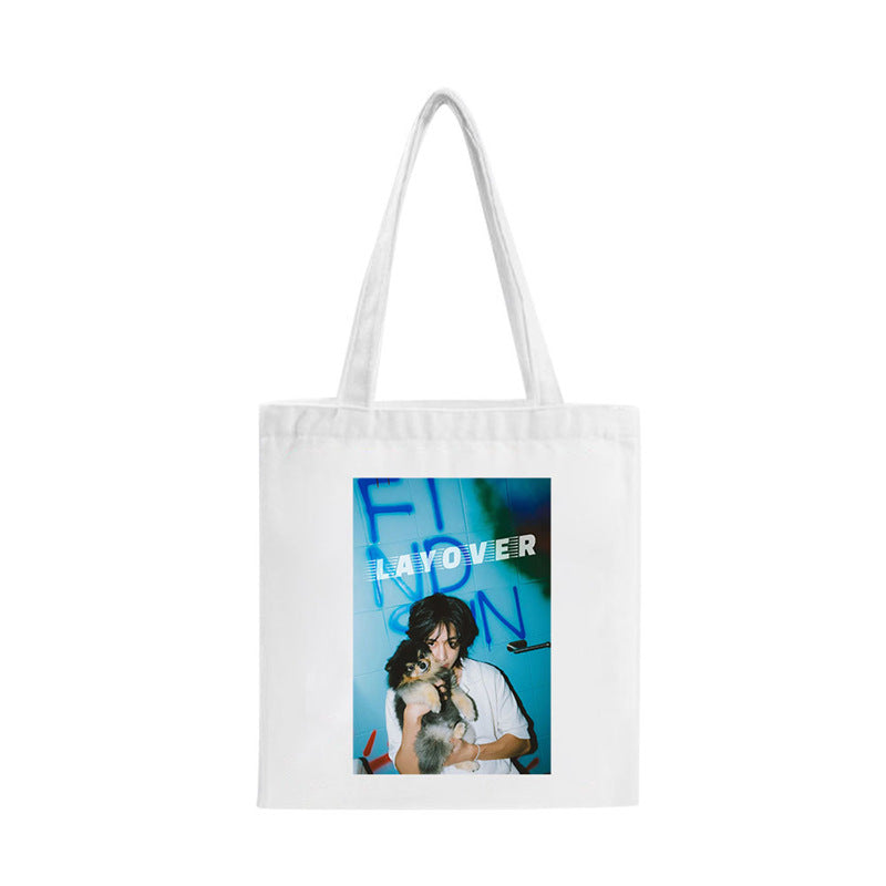 Kpop Pattern Canvas Zipper Tote Bag