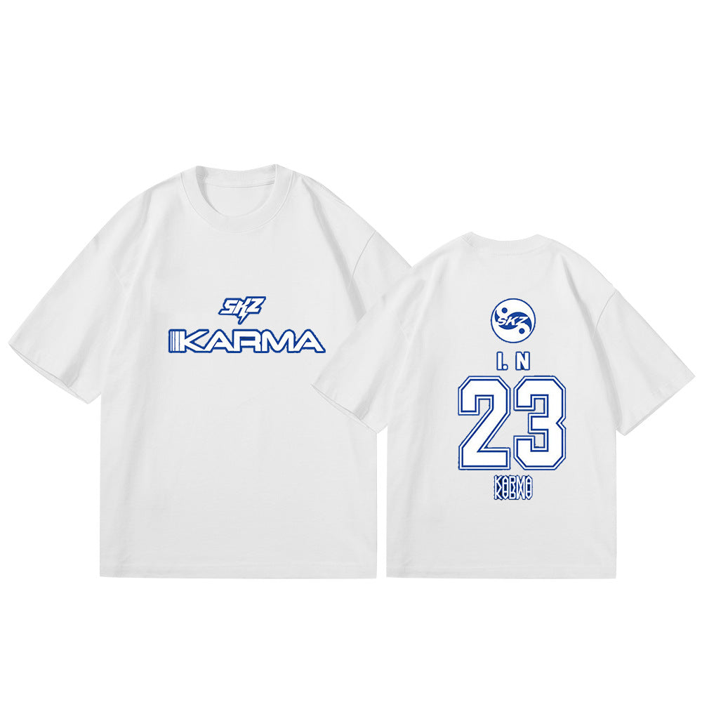 Casual KARMA Album Logo Print Short Sleeve Top