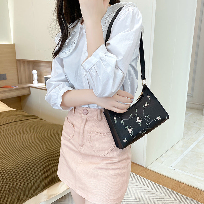 Flower Embroidered Handbag