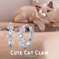 Cute Cat Claw Silver Earrings