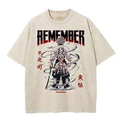 Unisex Anime Pattern Washed Short Sleeve T-Shirt