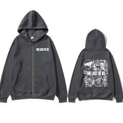 Game Letter Printed Loose Zipper Hoodie