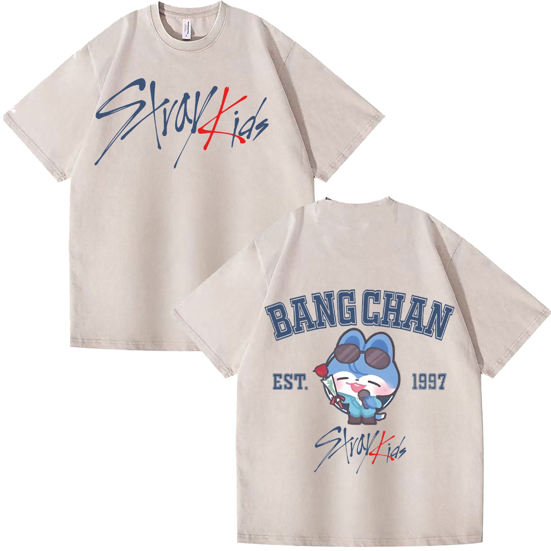 BANGCHAN KPOP Cotton Loose Washed T-shirt