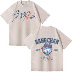 BANGCHAN KPOP Cotton Loose Washed T-shirt