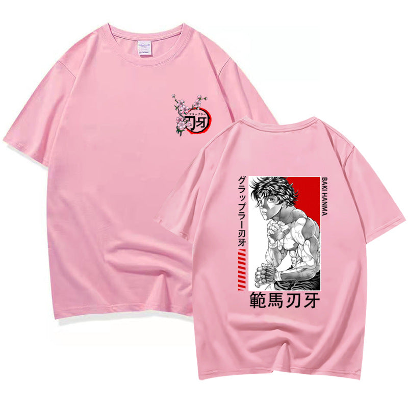 Unisex Anime Baki Printed Short-sleeved T-shirt