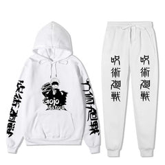 Unisex Gojo Printed Casual Hoodie Sports Pants Set