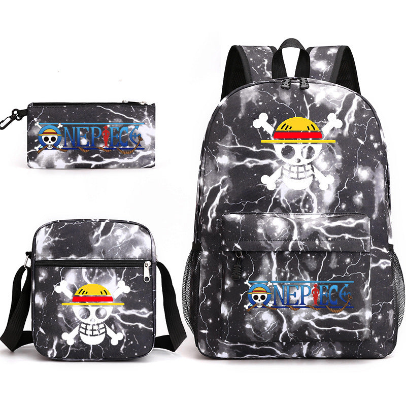 Trendy Anime Backpack Shoulder Pencil Bag Three-piece Set