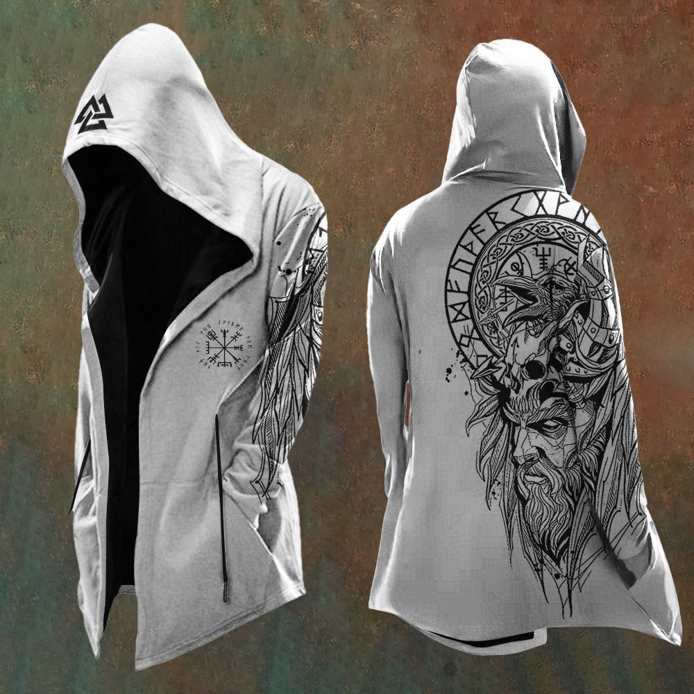 Retro Men's Digital Print Loose Hooded Jacket