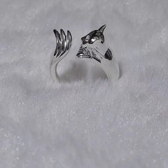 Exquisite Retro Silver Cat Ring