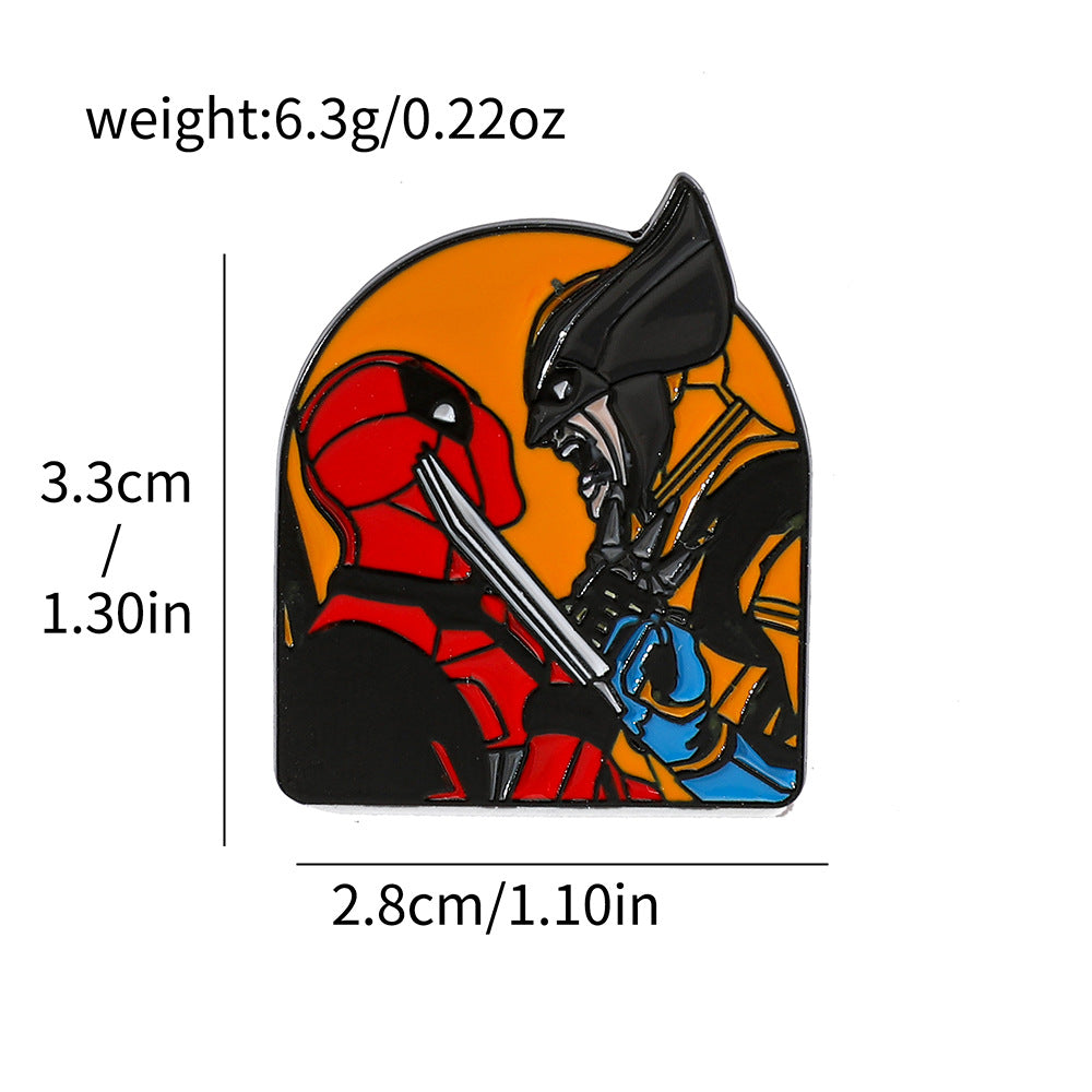 Deadpool and Wolverine Alloy Metal Badge Brooch