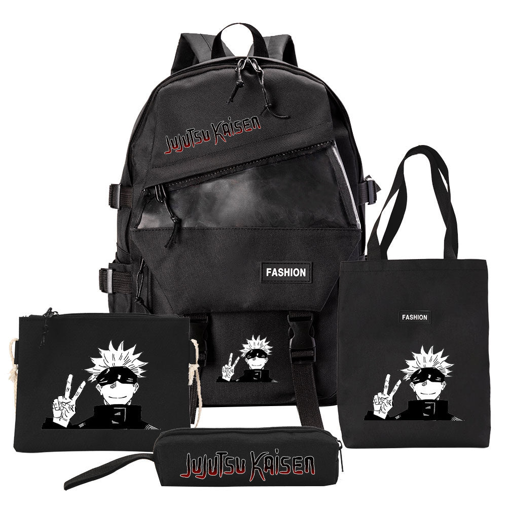 Casual Anime Pencil Bag Backpack Four-piece Set