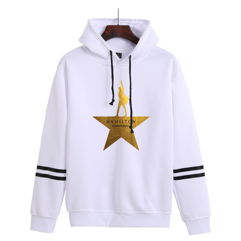 Unisex Anime Print Striped Loose Hoodie