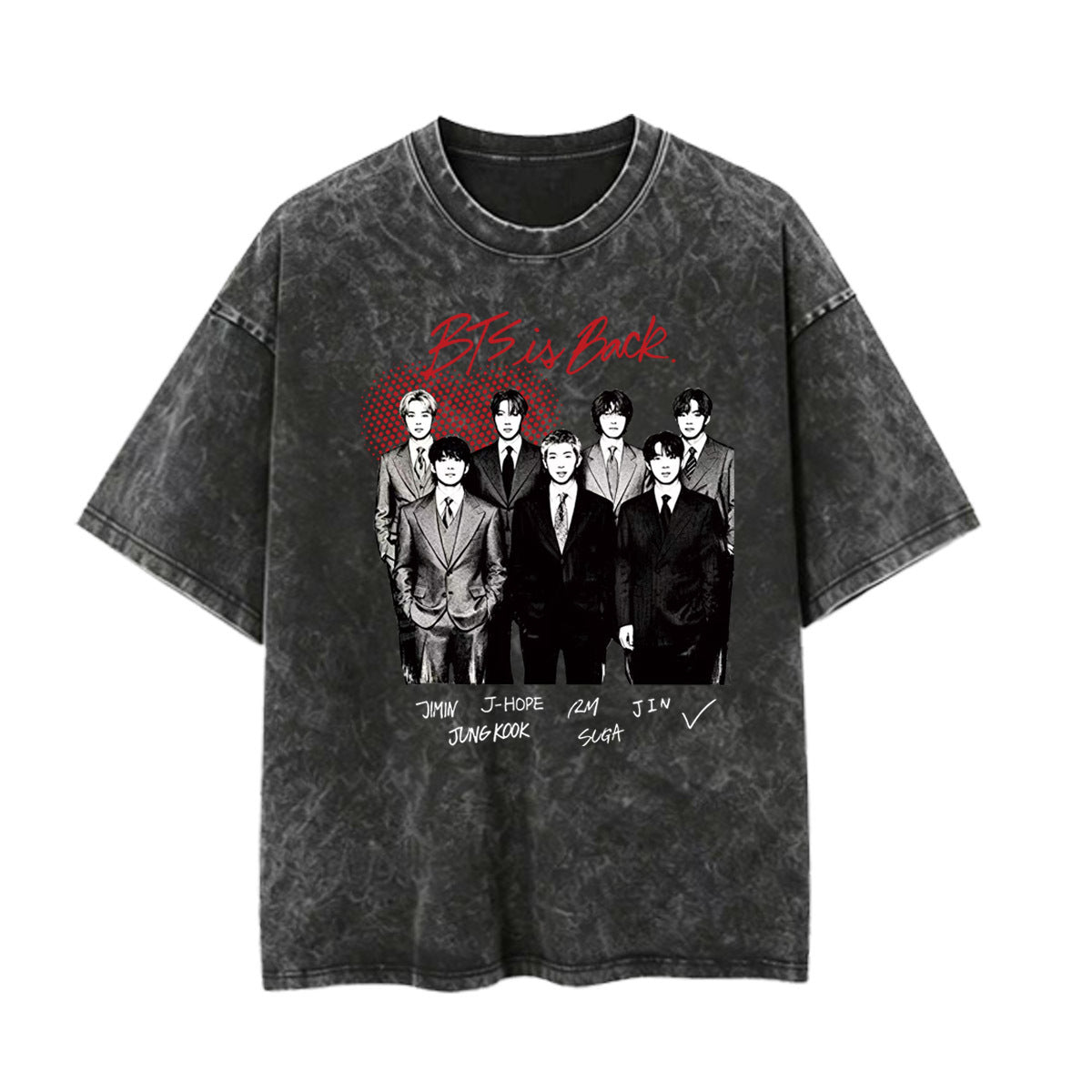 BANGTAN IS BACK Printed Cotton Short-sleeved T-shirt