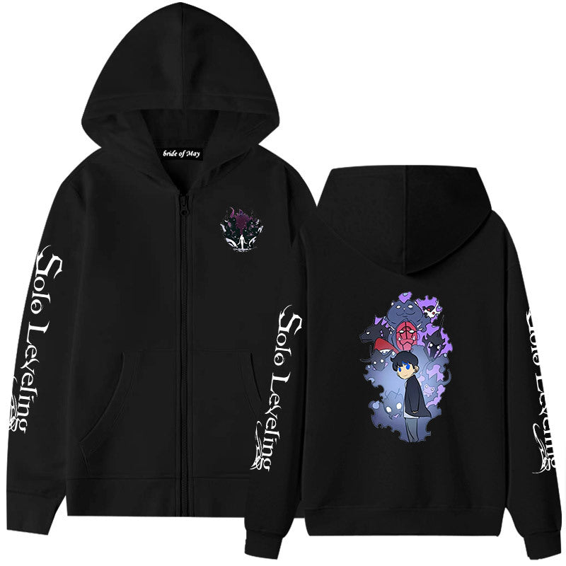 Unisex Anime Printed Loose Zipper Hoodie
