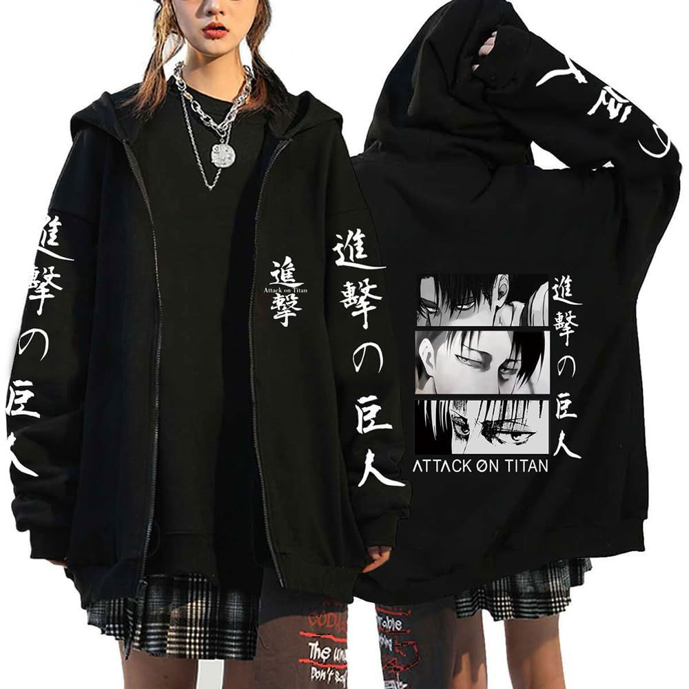 Unisex Anime Graphic Printed Zipper Fhoodie