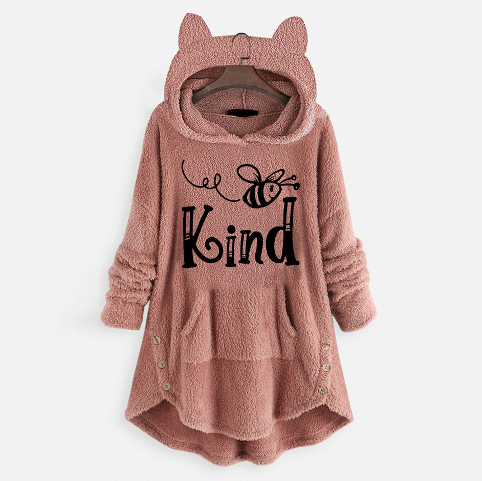Women's Cat Ears Hooded Long-sleeved Coat
