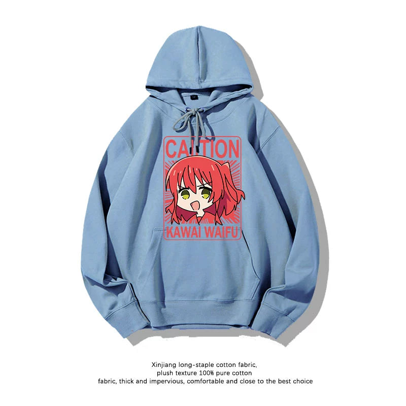 Casual Anime Bocchi Print Loose Hoodie