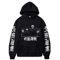 Men's and Women's Anime Print Casual Black Hoodie