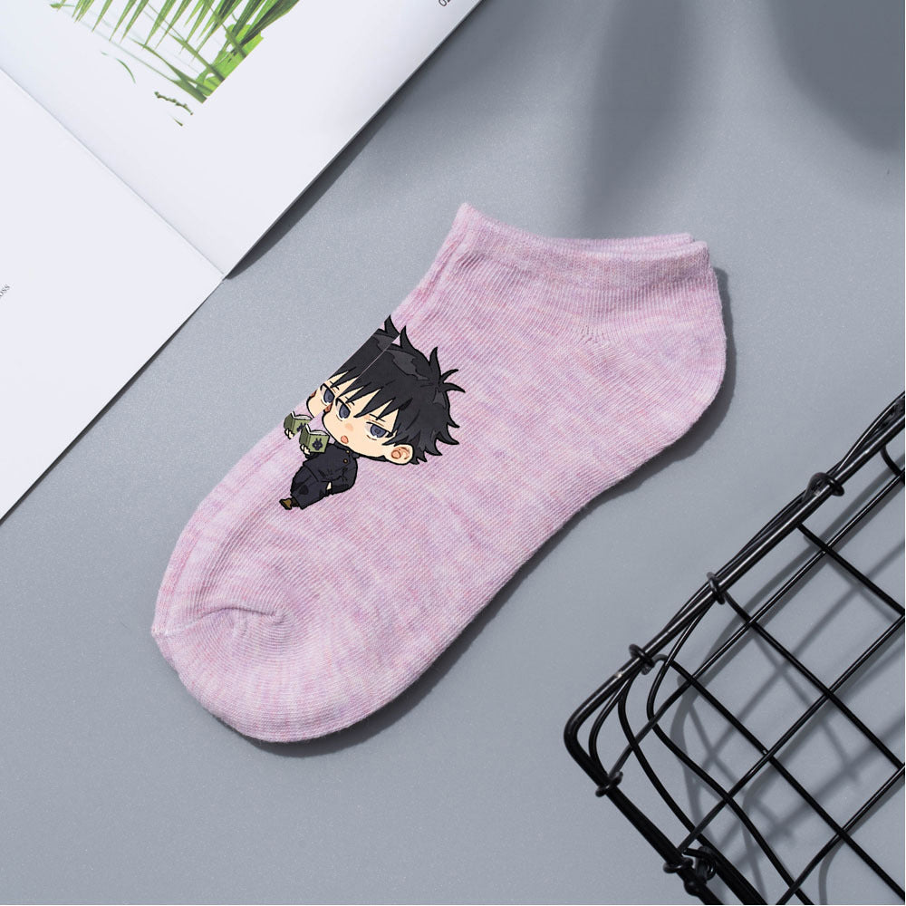 Casual Anime Cotton Breathable Boat Socks