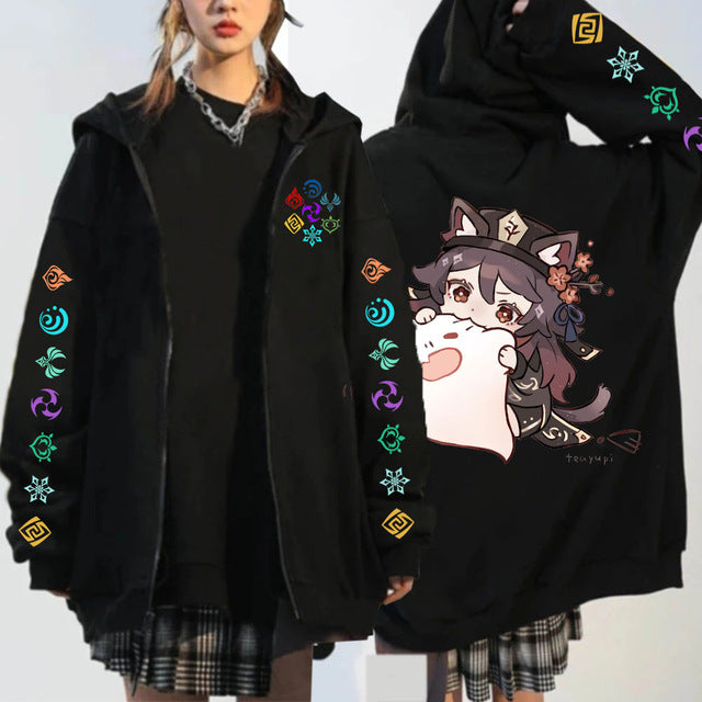 Trendy Unisex Game Printed Zipper Hoodie