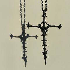 Dark Aesthetic Skeleton Cross Pendant Necklace