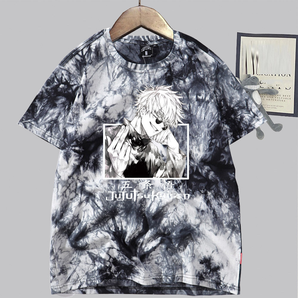 Unisex Anime Tie-dye Loose Short-sleeved T-shirt