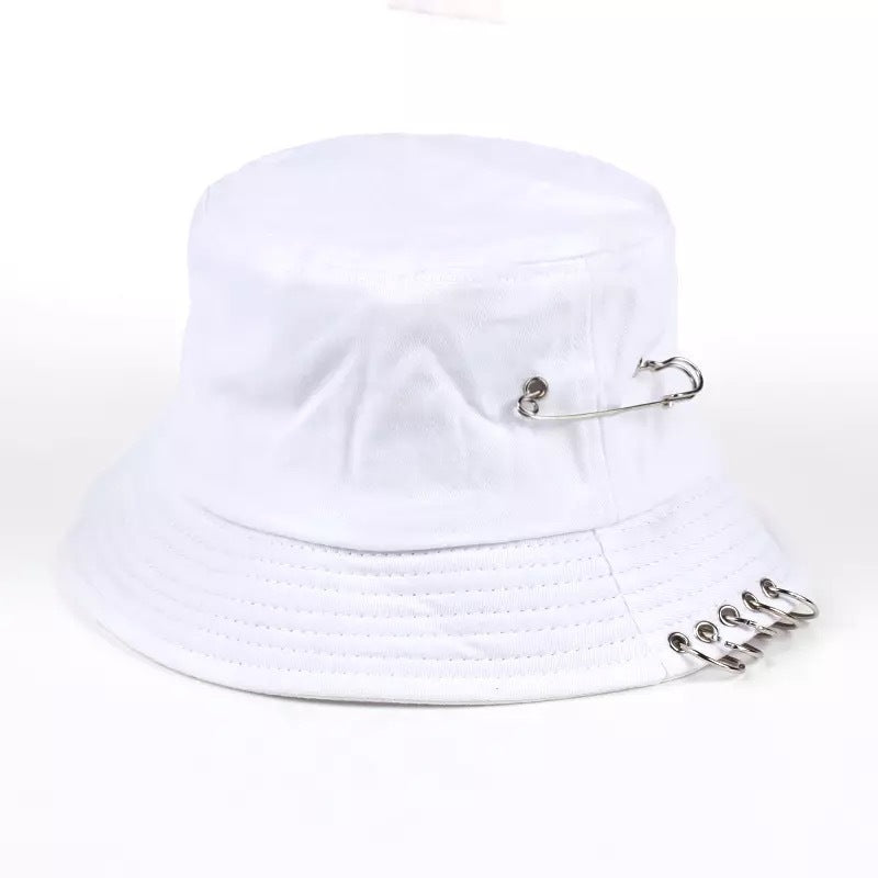 Chic Kpop Style Pin Ring Fisherman's Hat