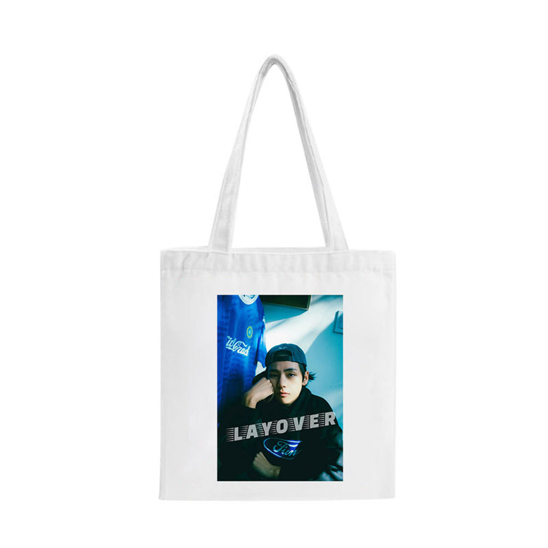 Kpop Pattern Canvas Zipper Tote Bag