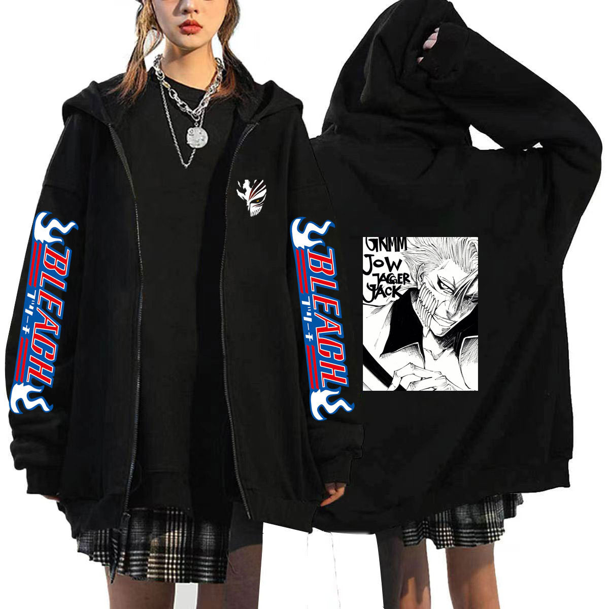 Unisex Anime Printed Loose Zipper Hoodie