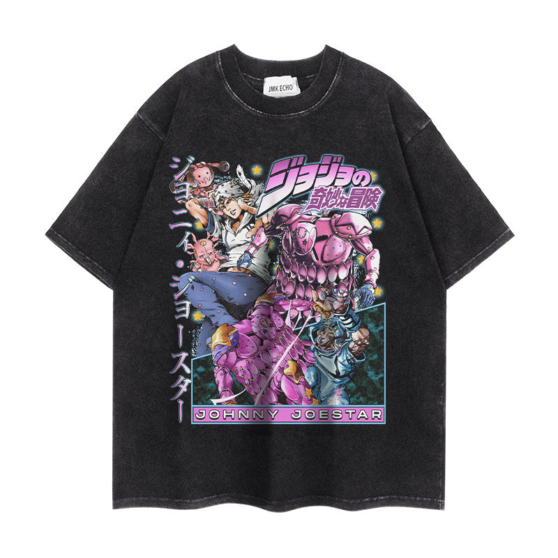 Retro Jojo Anime Short-sleeved Washed T-shirt