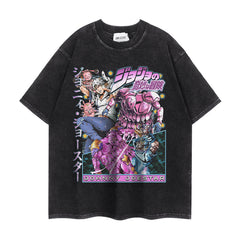 Retro Jojo Anime Short-sleeved Washed T-shirt