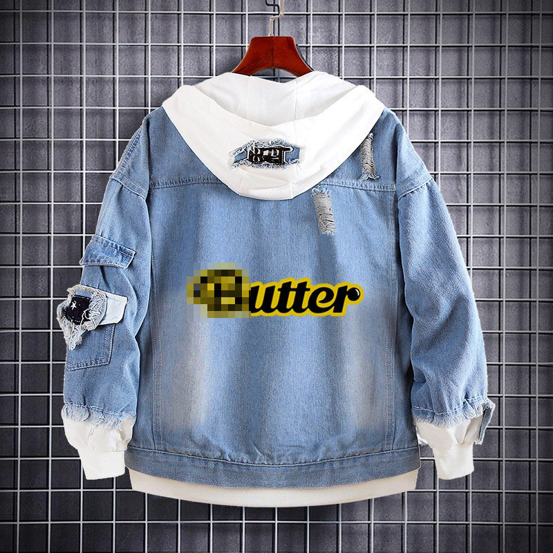 Unisex Kpop Fake Two-piece Denim Jacket