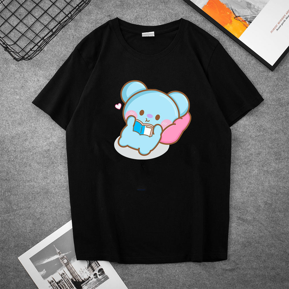 Cute Kpop Cartoon Casual Short Sleeve T-shirt