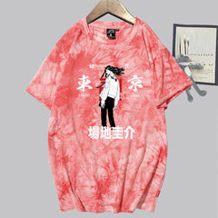 Unisex Casual Anime Tie-dye Loose Short-sleeved T-shirt