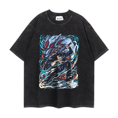 Vintage Anime Pattern Short-sleeved Washed T-shirt