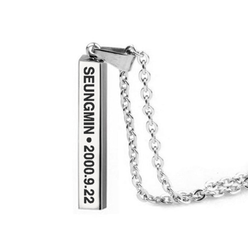 Cool Versatile Name Square Vertical Bar Necklace