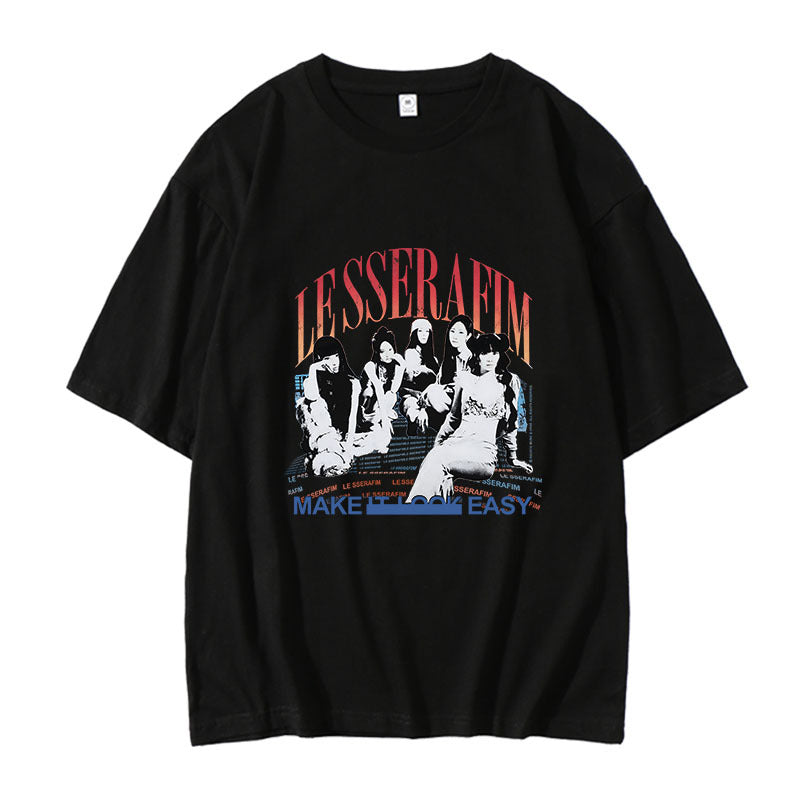 KPOP Letter Cotton Short-sleeved T-shirt