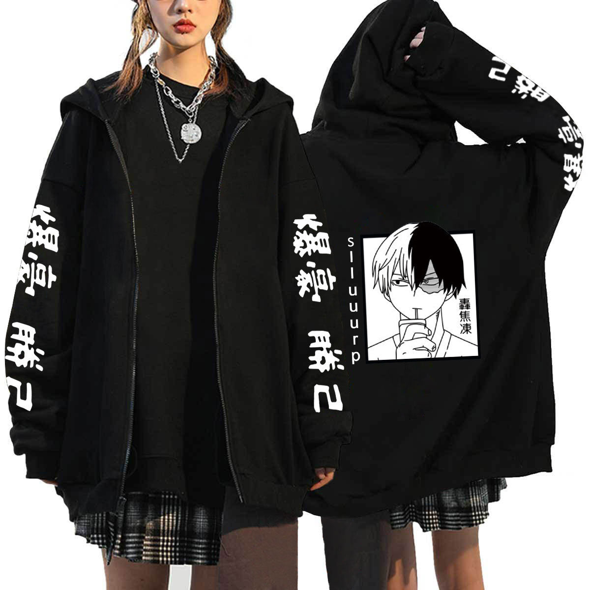 Unisex Casual Anime Zip Up Sports Hoodie