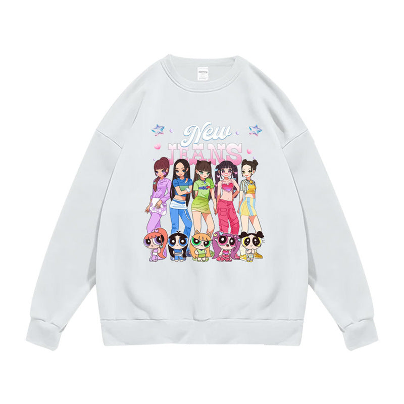 NJZ Rabbit Cartoon Printed Crew Neck Sweatshirt