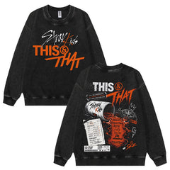 SKZ This & That Graphic Washed Crew Neck Sweatshirt