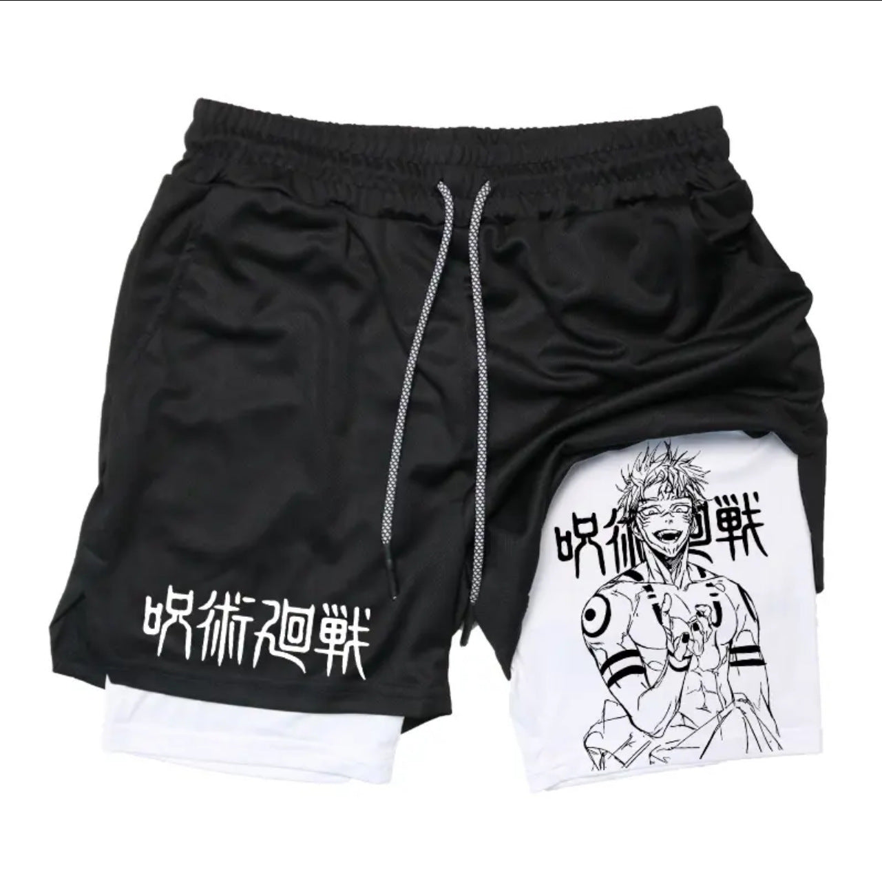 Casual Anime Printed Double-layer Fitness Shorts