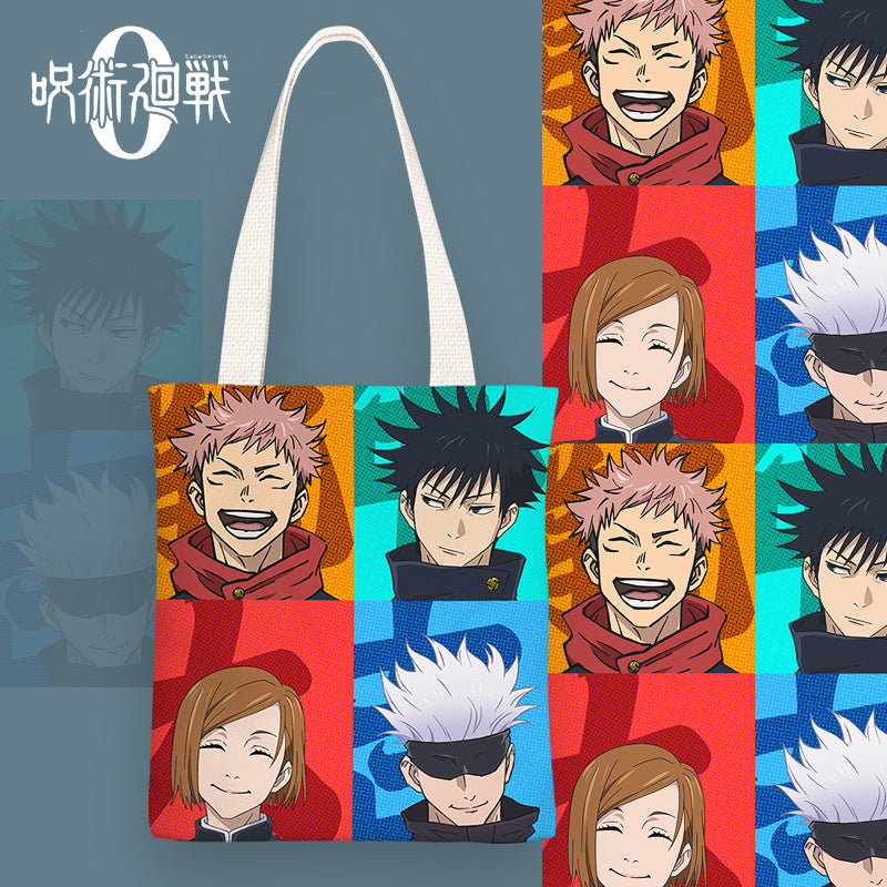 Trendy Anime Zipper Canvas Shoulder Bag