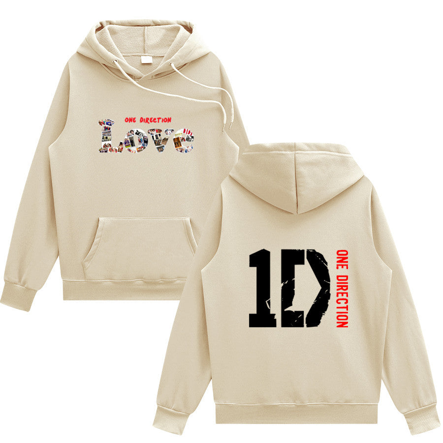 Unisex Love 1D Printed Loose Hoodie