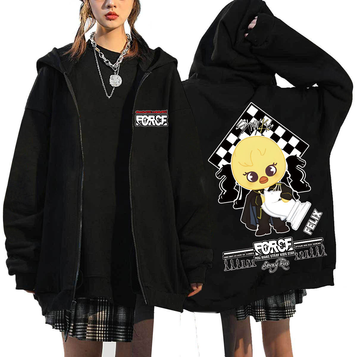 SK DominATE: Celebrate Print Loose Zipper Hoodie